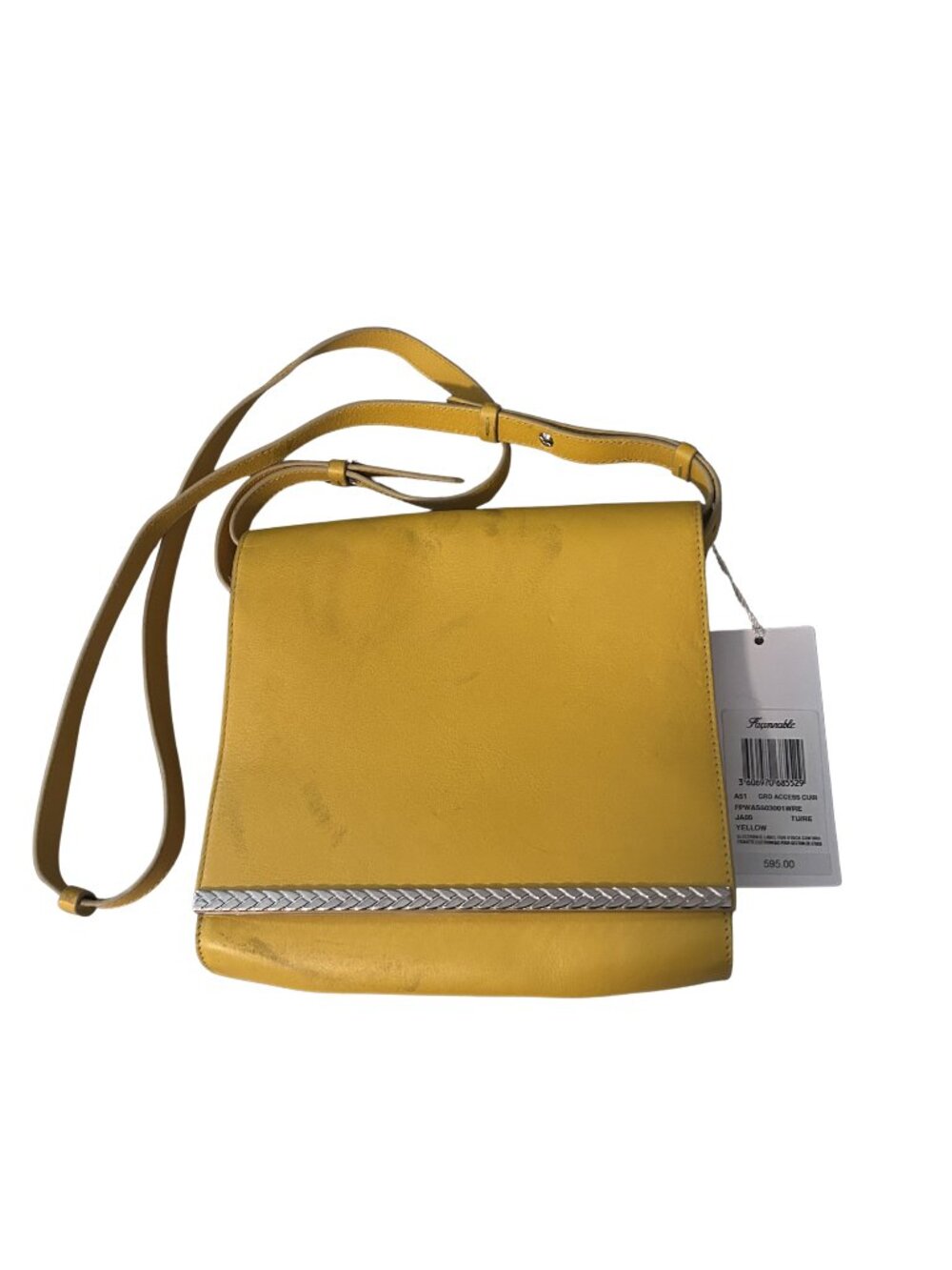 NWT Faconnable Crossbody Bag Canary Yellow Leather $595